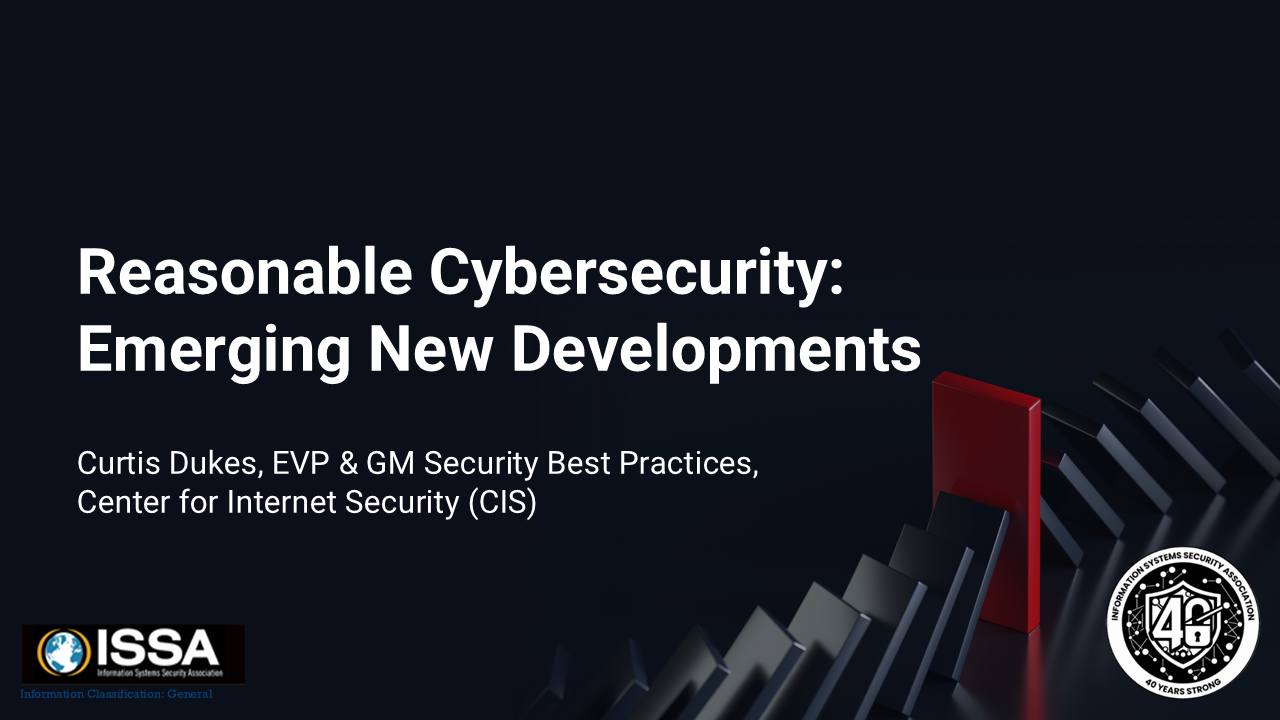 Reasonable Cybersecurity: Emerging New Developments